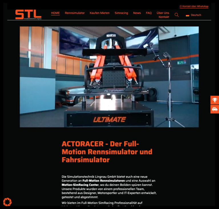 Screenshot der neuen Actoracer Webseite.
